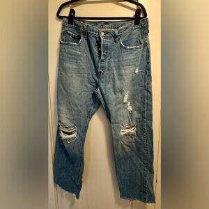 Levi's Light Blue Distressed Straight Leg Jeans